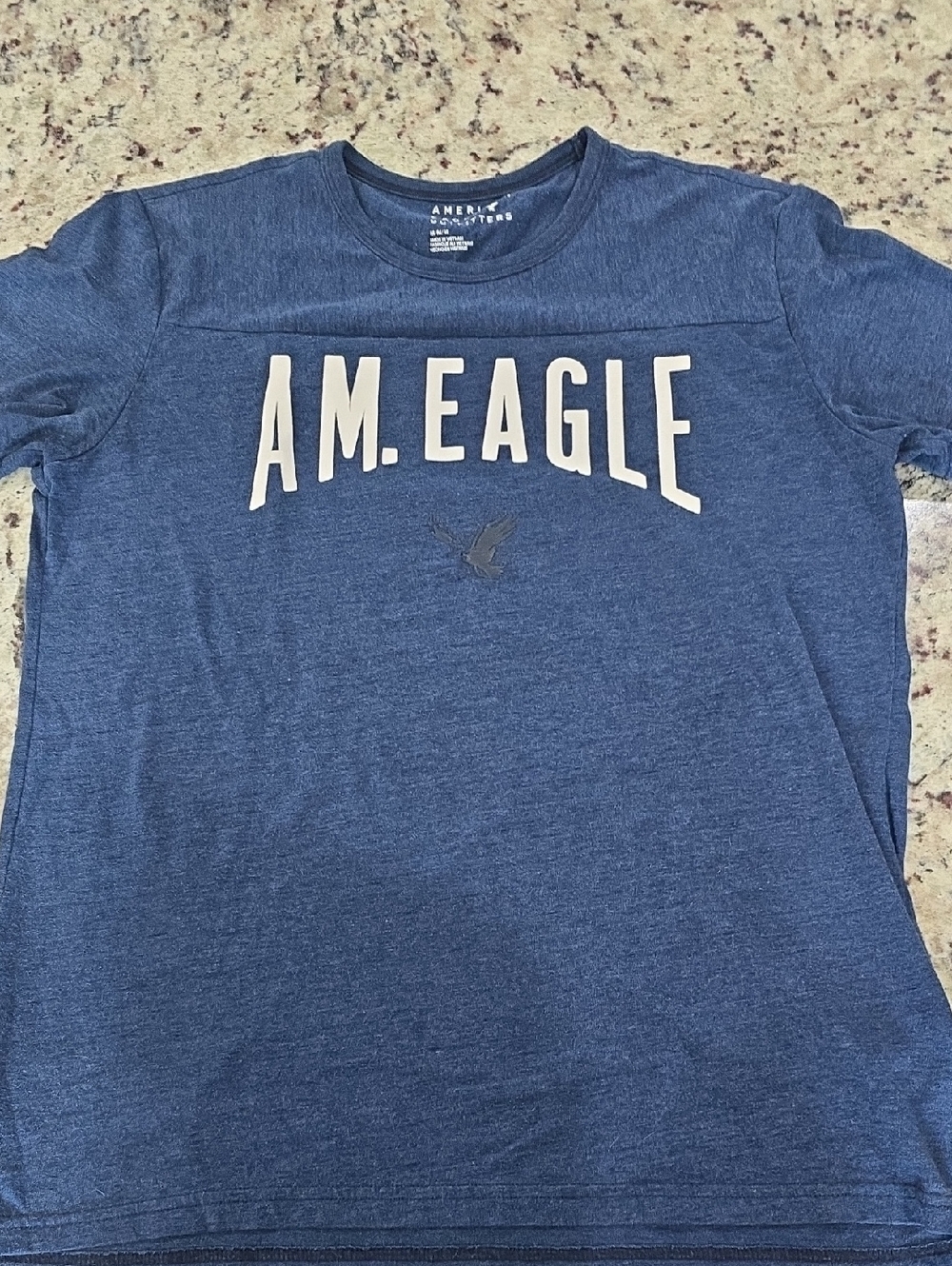 American Eagle Outfitters Heather Blue Logo Crewneck Tee